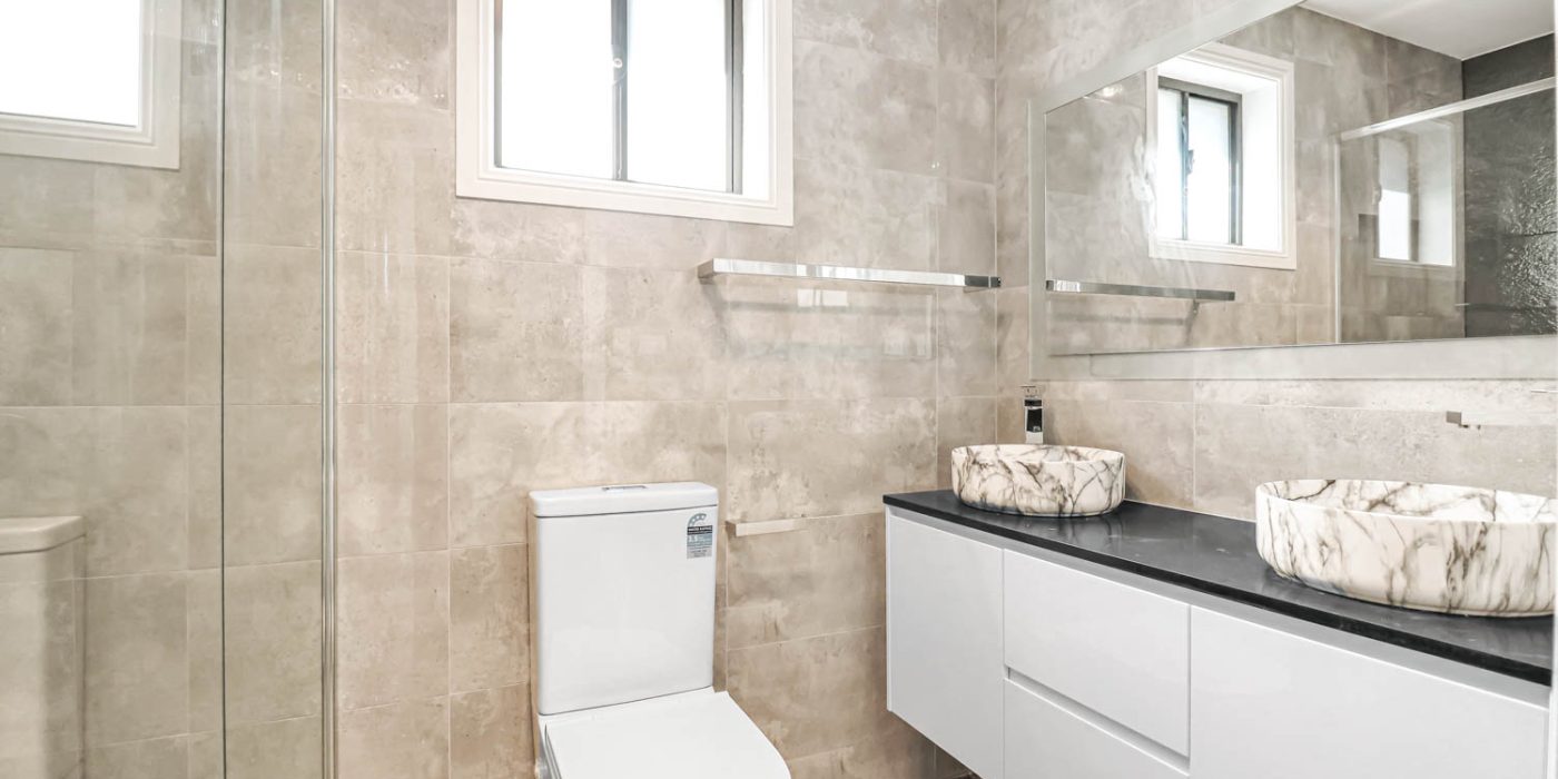 bathroom with marble tiles